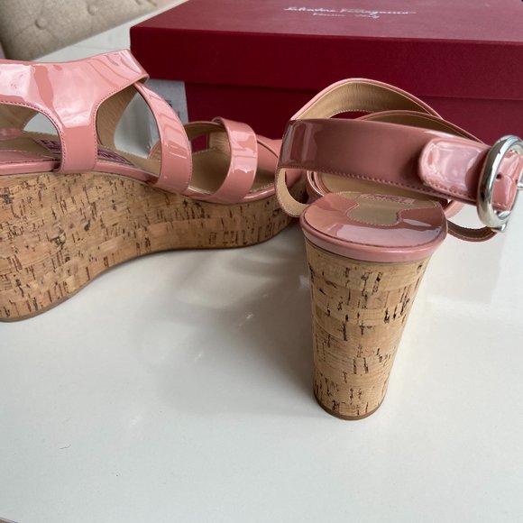 Salvatore Ferragamo Women Persy Wedges Sandal 9.5C - Picture 5 of 6